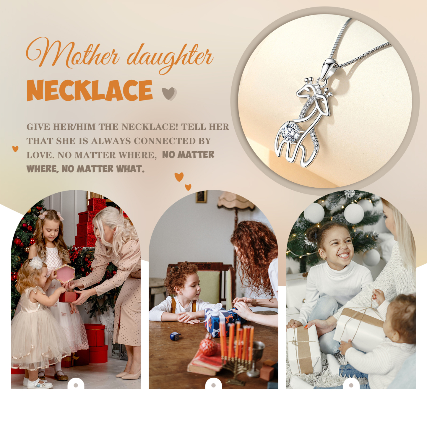 To My Daughter Giraffes Pendant Necklace Warm Gifts-Jessemade AU