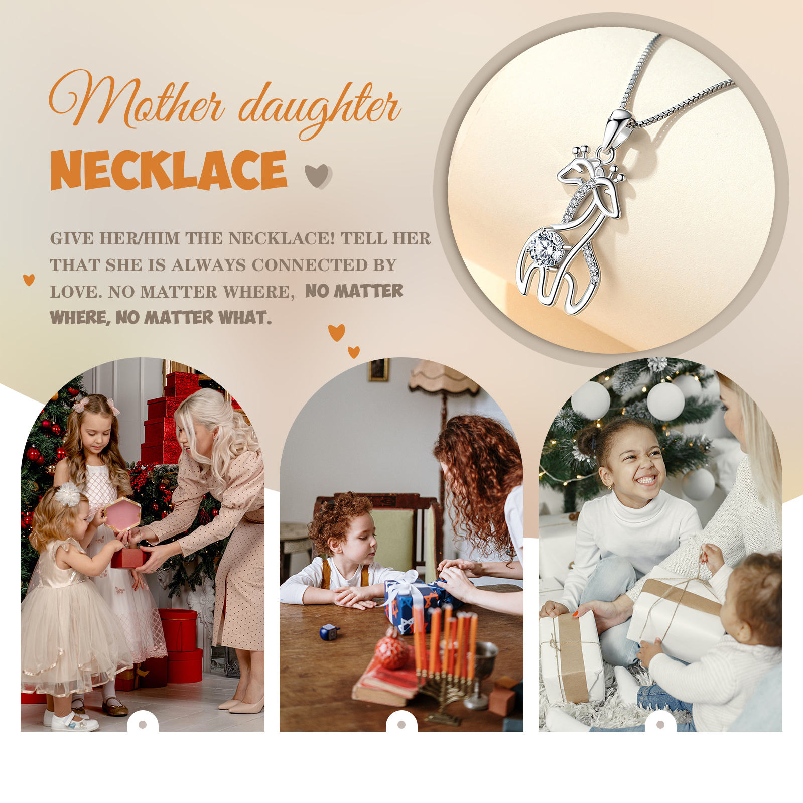 To My Daughter Giraffes Pendant Necklace Warm Gifts-Jessemade AU