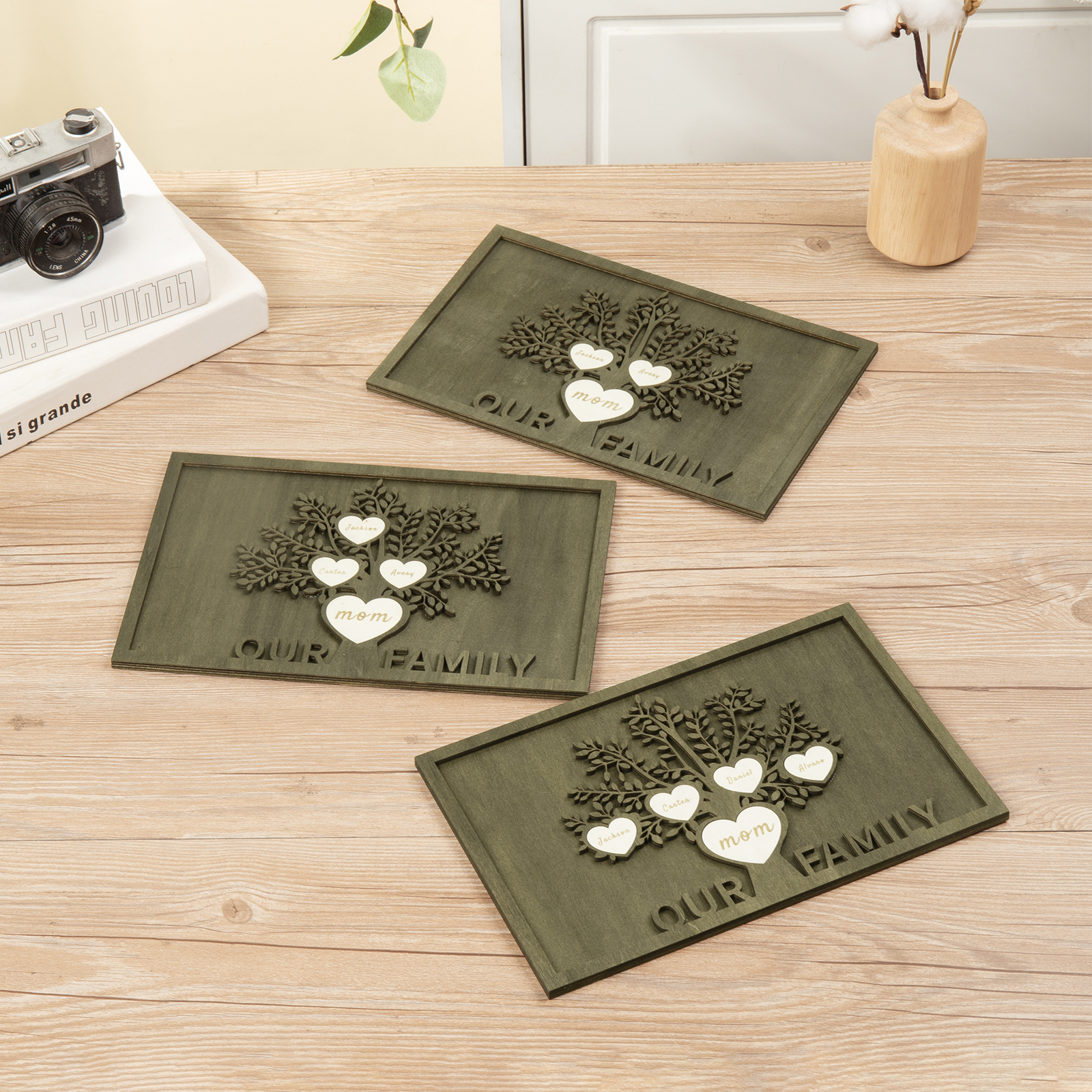 Family Tree Wood Frame Personalised Family Tree Sign Custom 7 Names Plaque-Jessemade AU