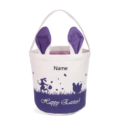 Personalised Bunny Tote Bag Customised with Name Bunny Bucket Bag Easter Gifts-Jessemade AU