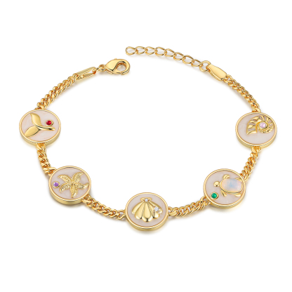 Personalised Women's Bracelet Customised 2-5 Names & Birthstones Bracelet Ocean Element Gift for Her-Jessemade AU