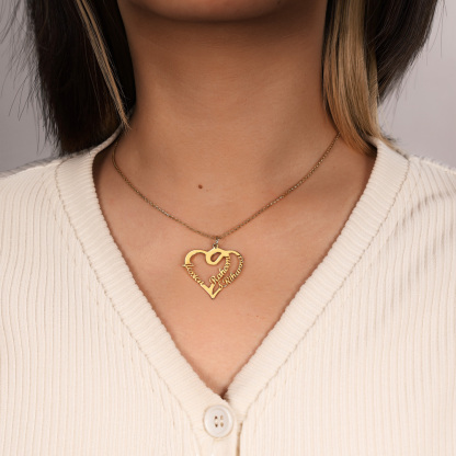 Heart Name Necklace with 3 Names Personalised Custom Name Necklace Mother's Day Gift-Jessemade AU