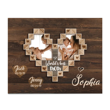 Mother Picture Board Personalised Photo Keepsake With 2 Kids Names Wood Signs Photo Frame Gifts For Mom-Jessemade AU