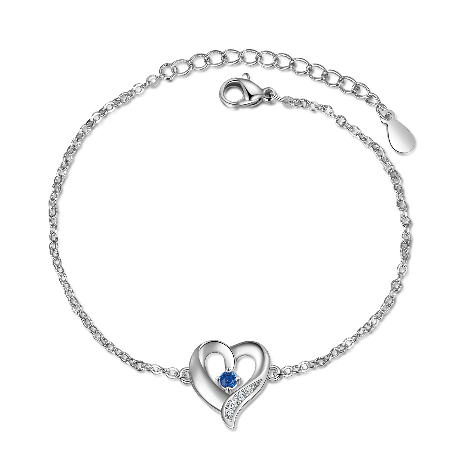 Personalised Heart Bracelet With 1 Birthstone Engraved Name Necklace For Her-Jessemade AU