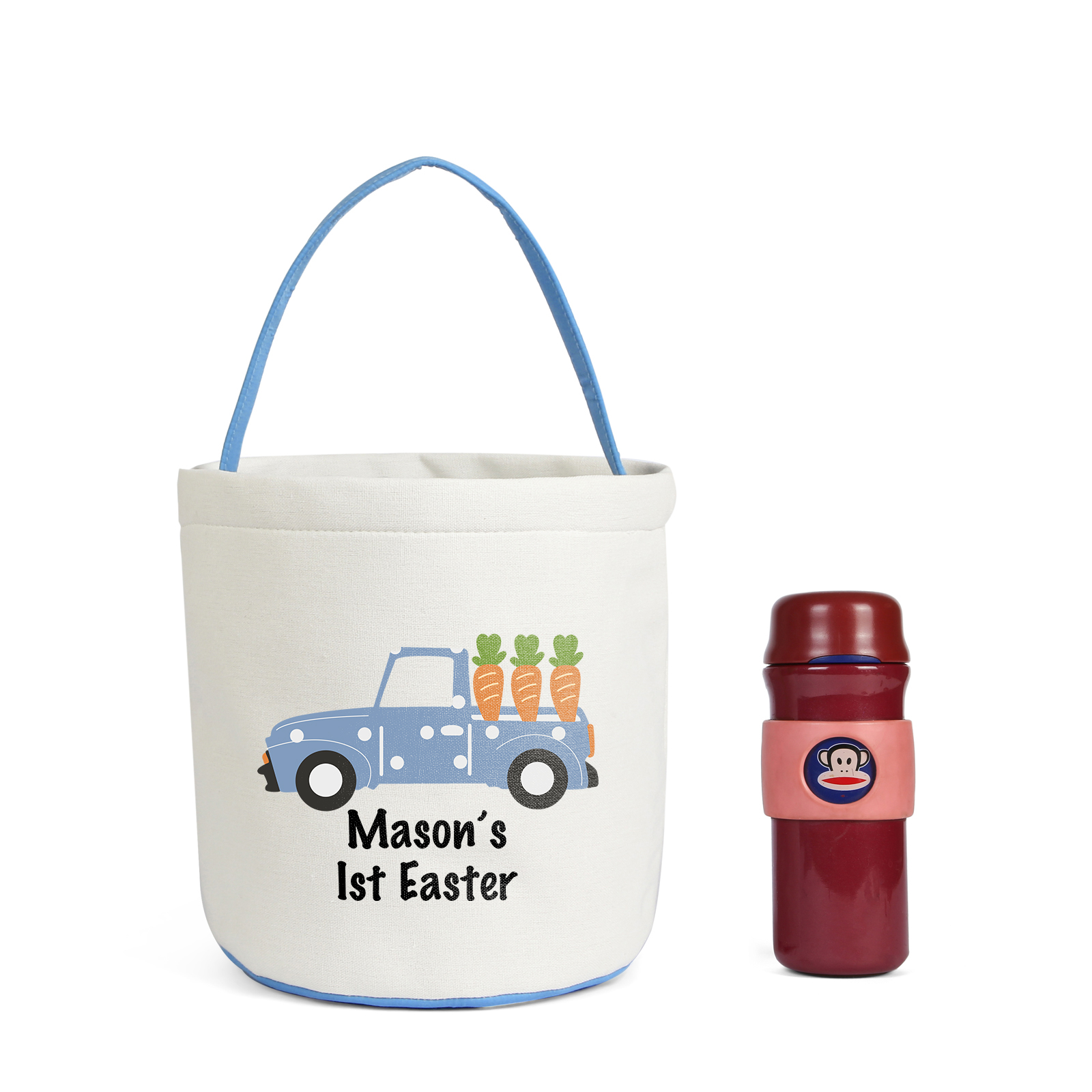 Easter Bunny Tote Bag Personalised Text Bucket Bag White Basket Gifts For Kids-Jessemade AU