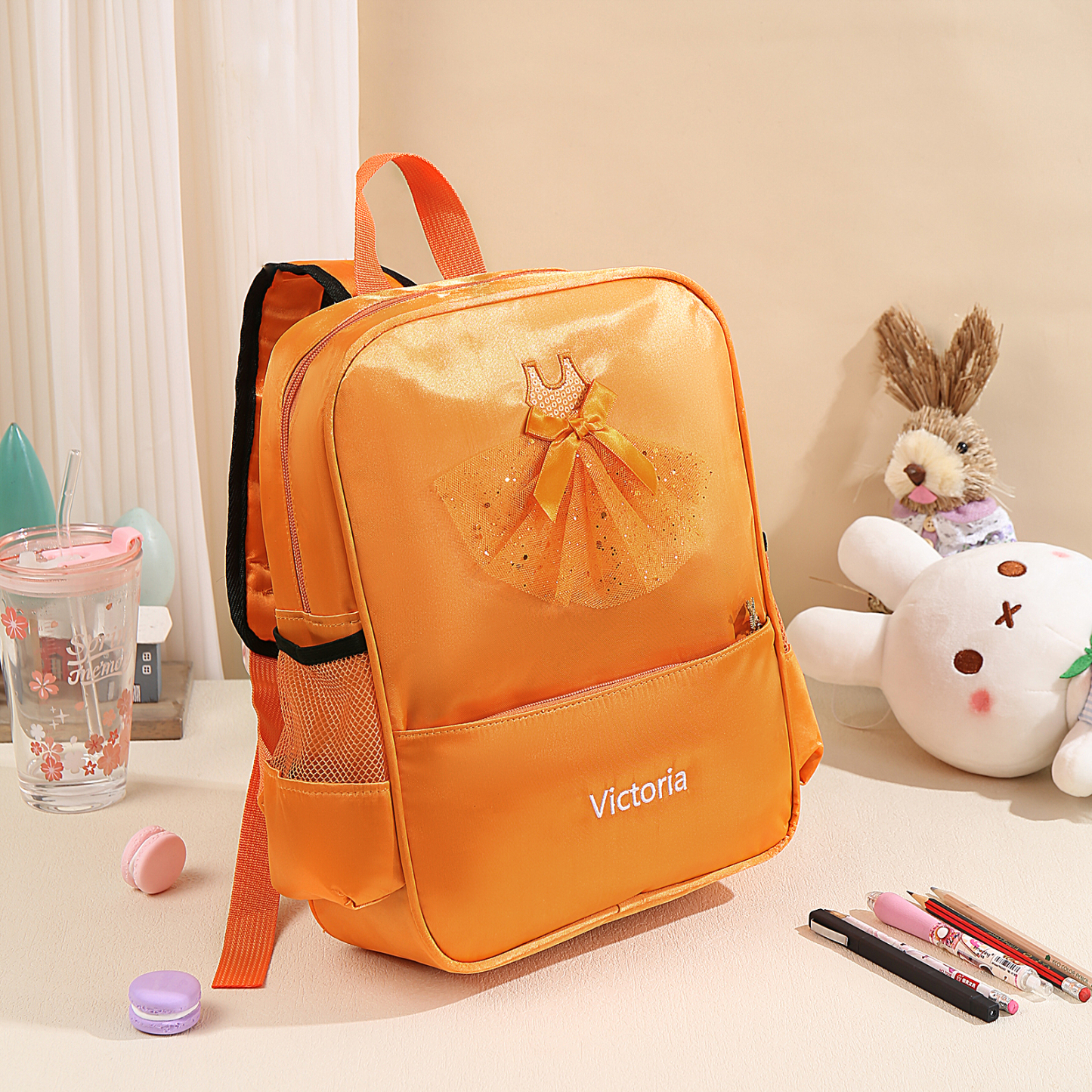 Personalised Princess Dress Style Schoolbag Custom Name Backpack Back To School Gift for Girls-Jessemade AU