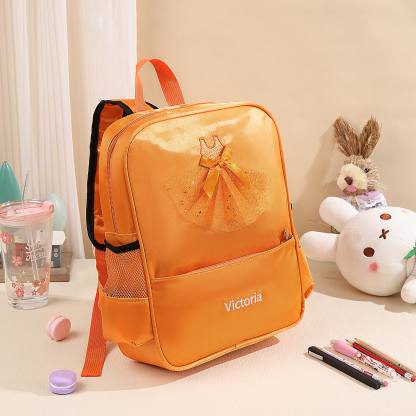 Personalised Princess Dress Style Schoolbag Custom Name Backpack Back To School Gift for Girls-Jessemade AU