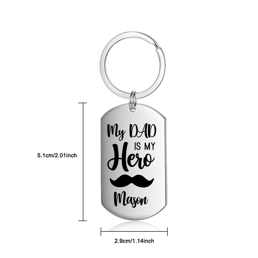 Personalised Photo Keychain Custom Name Father Keychain - My Dad is My Hero-Jessemade AU