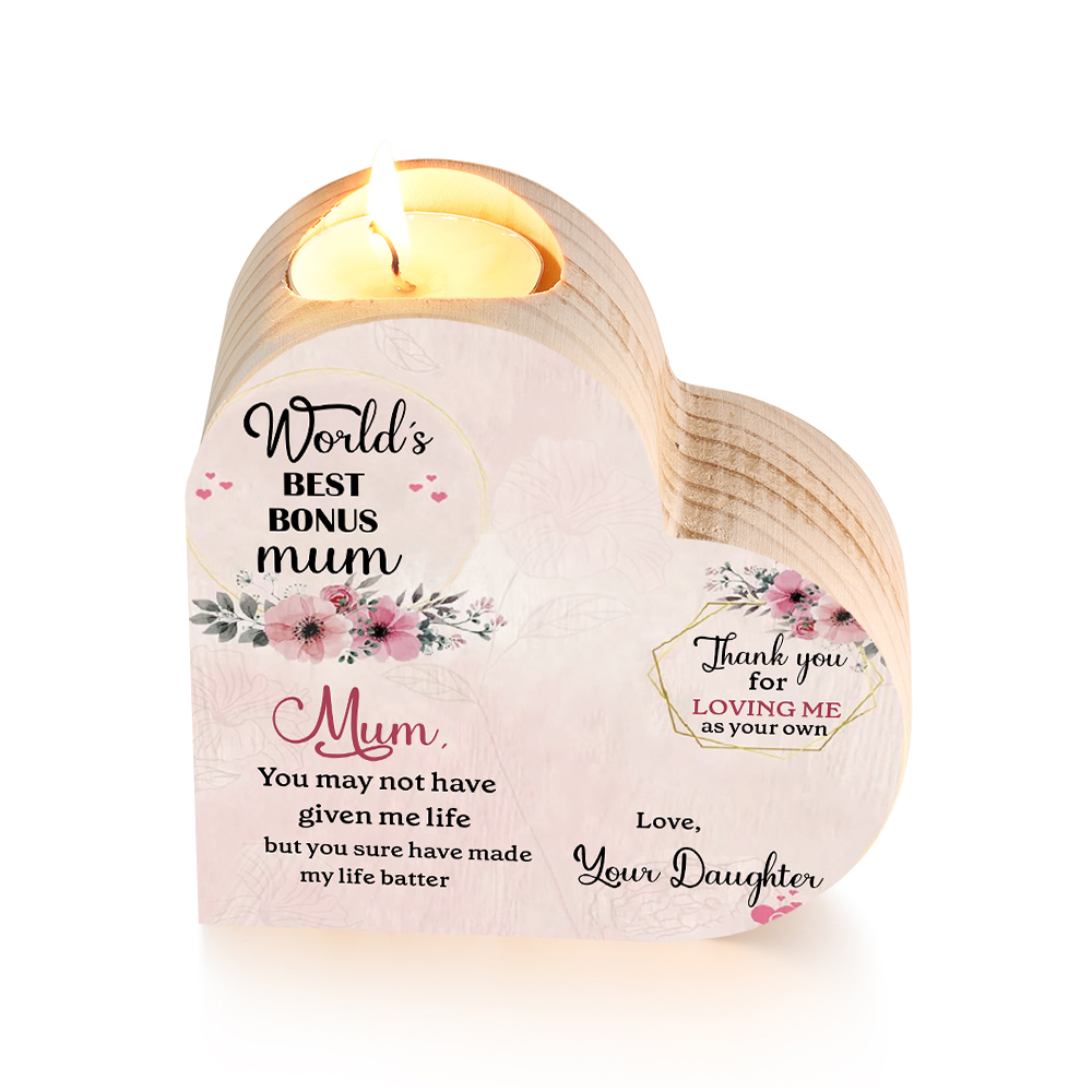To My Mum-Wooden Heart Candle Holder Flower Candlesticks "made my life better" Gifts For Mother-Jessemade AU