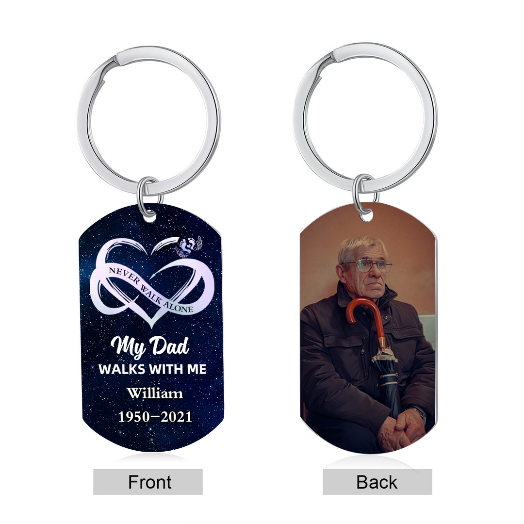 Memorial Photo Keychain Custom Name & Text & Date Keyring Infinite Love Personalised Gifts -  Never Walk Alone-Jessemade AU