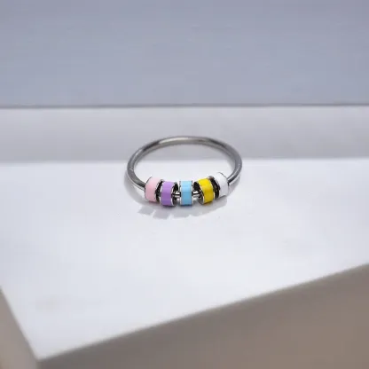 For Daughter-S925 Colourful Beads Fidget Ring Anxiety Spinning Ring" Your anxiety is lying to you"-Jessemade AU