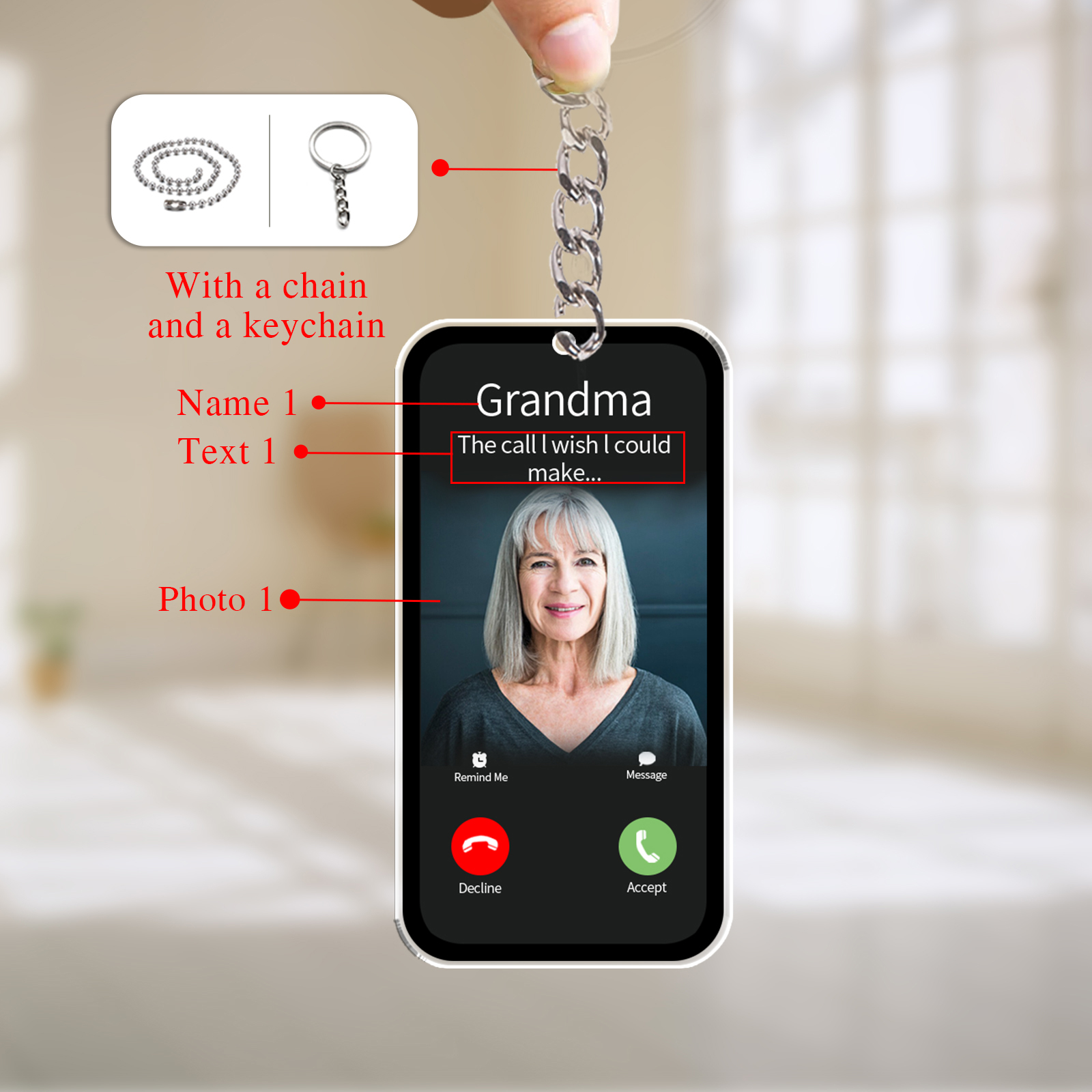 Personalised Photo & Name & Text Keychain Acrylic Memorial Gifts for Him/Her-Jessemade AU