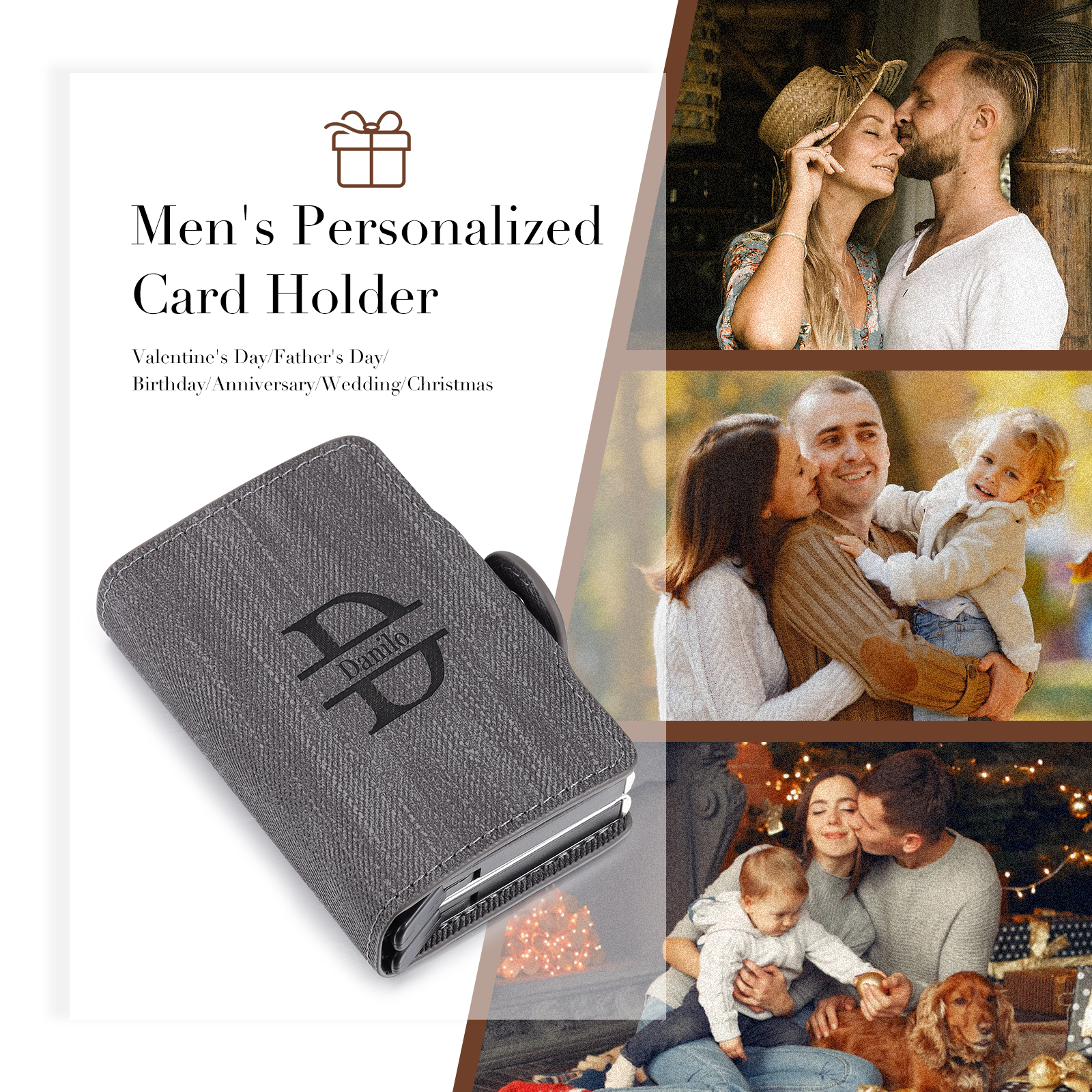 Personalised RFID-blocking Wallet Customised 1 Name Wallet Gifts for Him-Jessemade AU