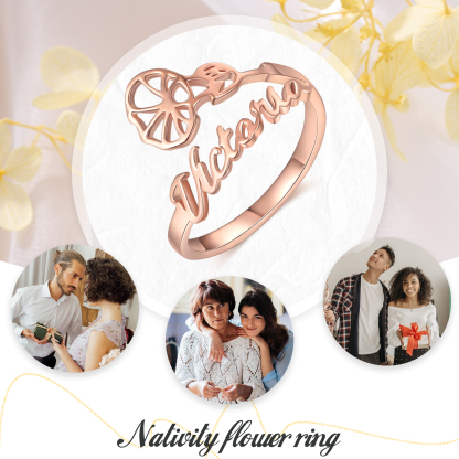 Personalised September Birth Flower Ring With Name Gifts For Her-Jessemade AU