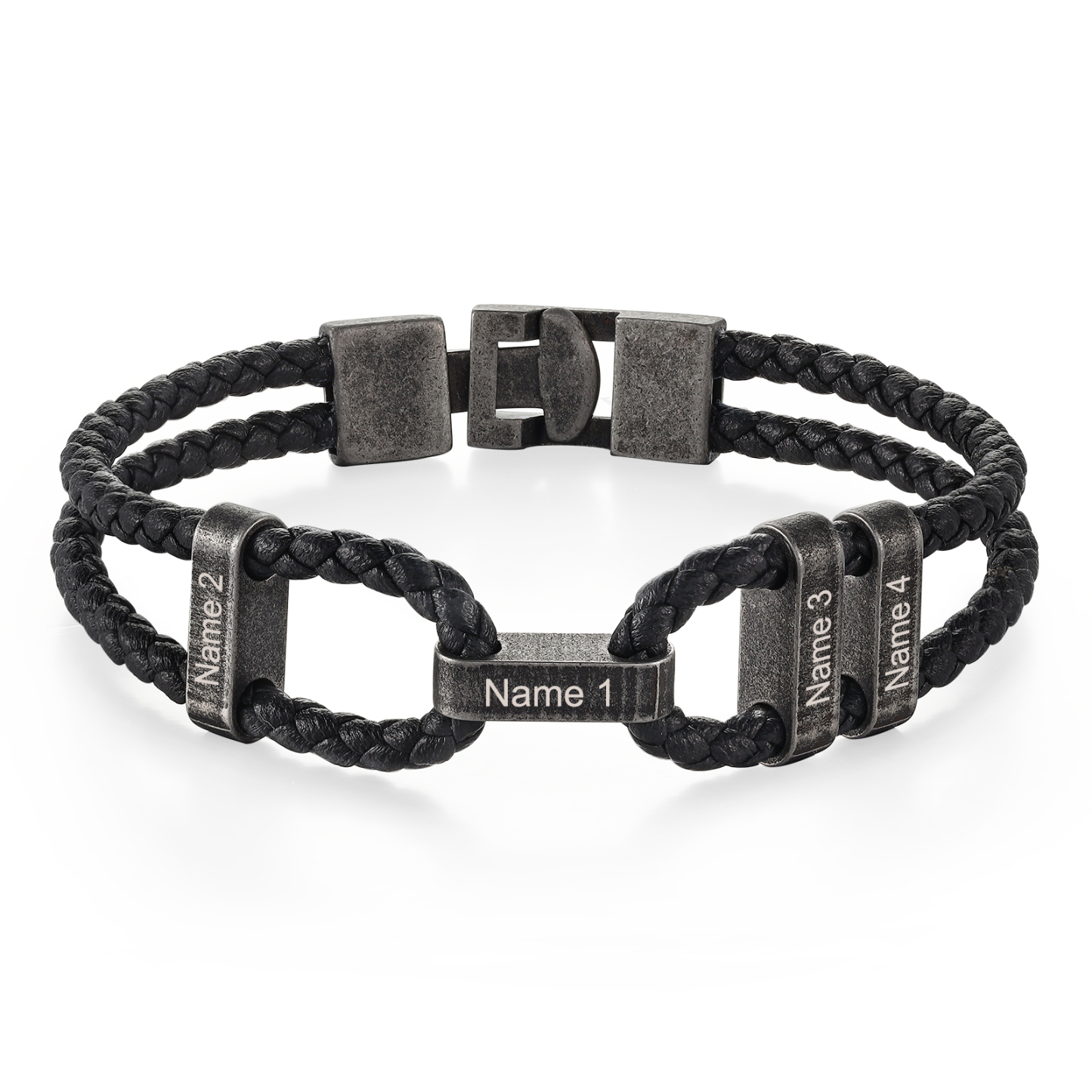 4 Names - Vintage Men's Leather Bracelet Custom Name Bracelet Two Layers Bracelet Personalised Gift for Him-Jessemade AU