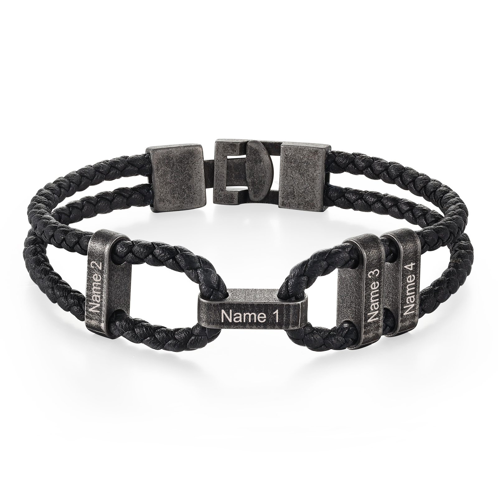 4 Names - Vintage Men's Leather Bracelet Custom Name Bracelet Two Layers Bracelet Personalised Gift for Him-Jessemade AU