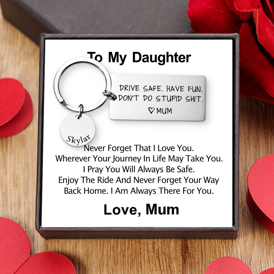 Don't Do Stupid Funny Keychain Custom Name Keyring Drive Safe Have Fun Keychain Gift For Son/Daughter-Jessemade AU