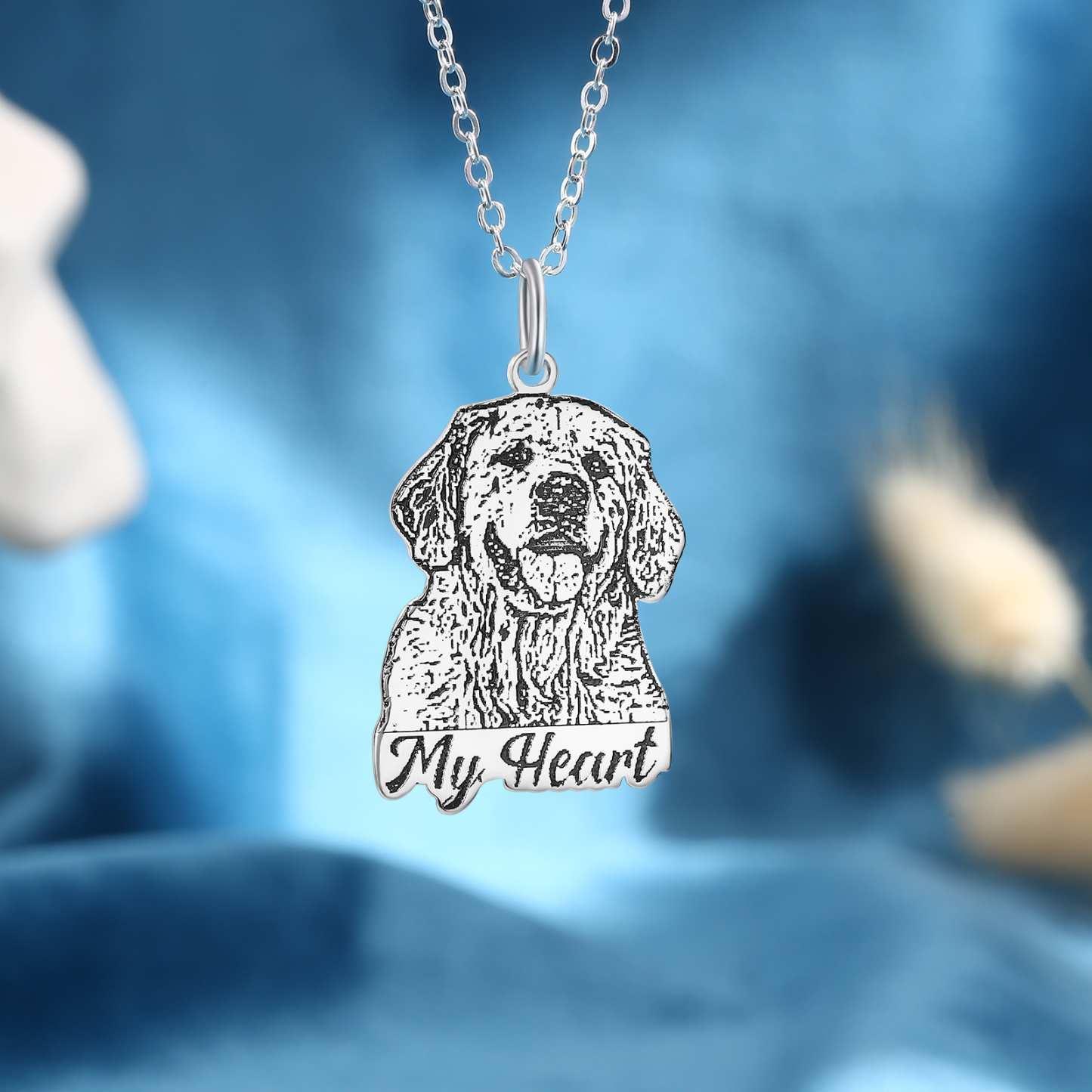 Pet Personalised Photo Necklace Engraved 1 Name Pet Memorial Cat Dog Necklace-Jessemade AU