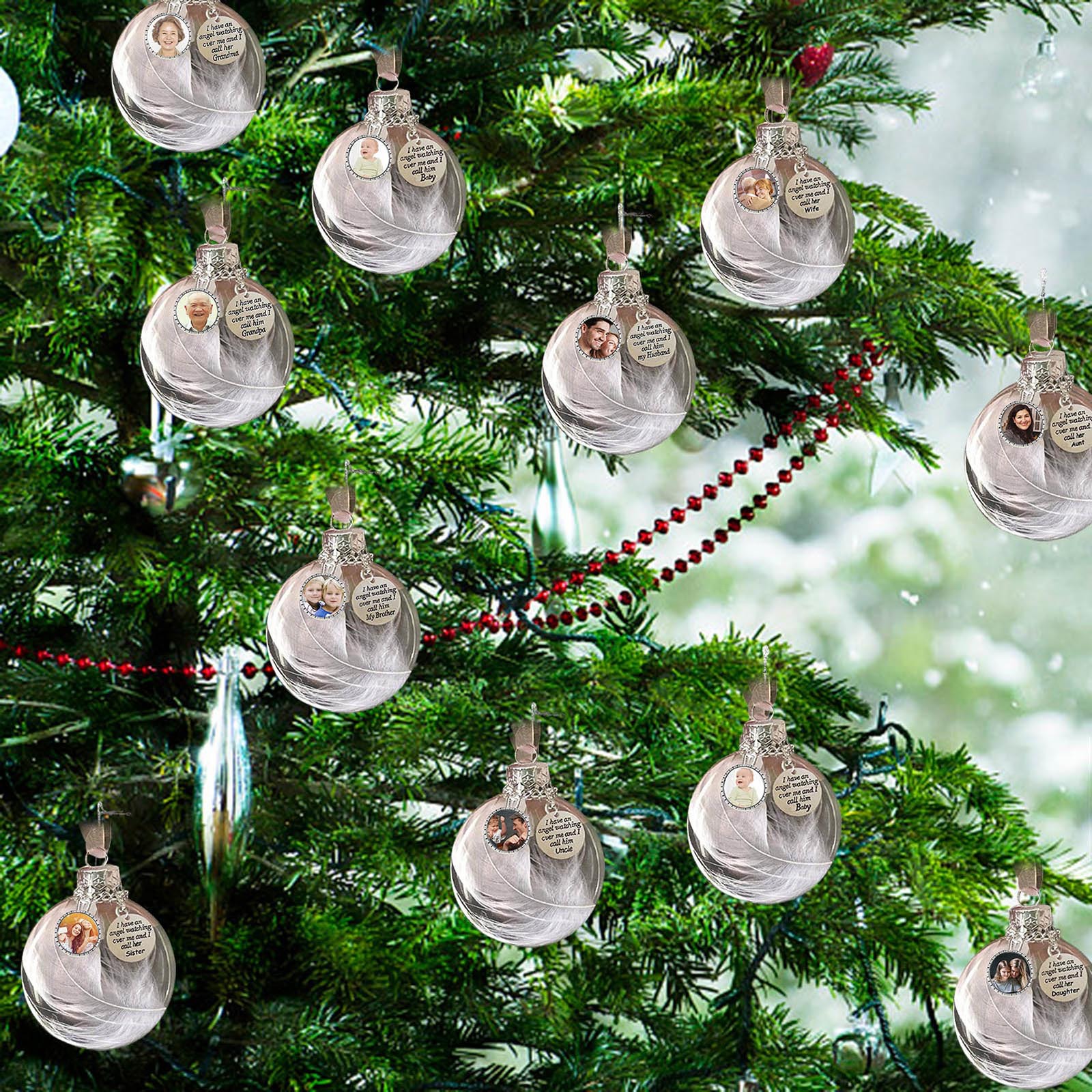 Personalised Christmas Feather Ball Custom Photo Memorial Ornament "I Have An Angel"-Jessemade AU