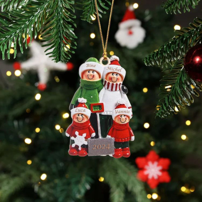 4 Names - Personalised Christmas Tree Ornaments Wooden Christmas Decor with Name Gifts for Family Friends-Jessemade AU