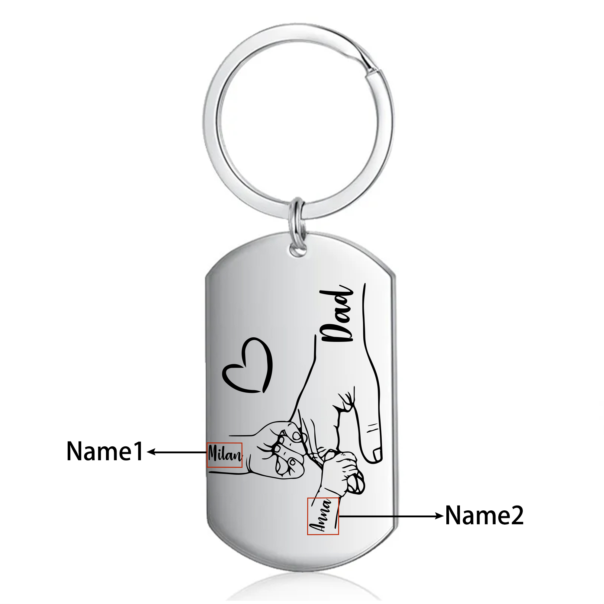 2 Names - Personalised Name Keychain Holding Hands Keychain Father's Day Gifts For Dad-Jessemade AU
