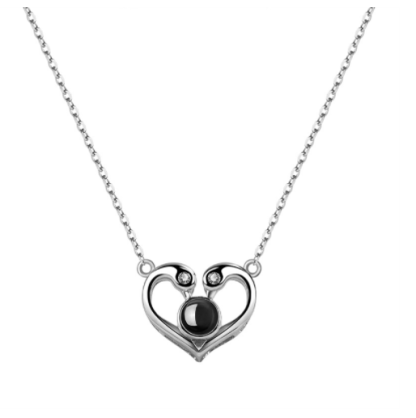 Valentines Day 100 Languages Projection Necklace Engraved  " I LOVE YOU" Swan Necklace Gifts For Her-Jessemade AU