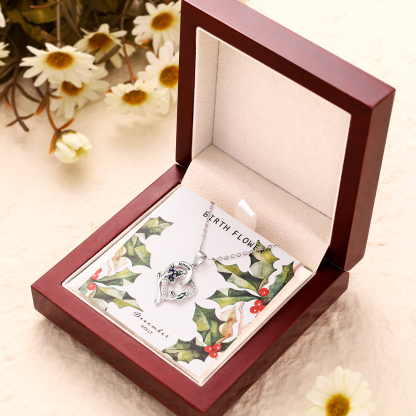 Personalised December  Birthflower Necklace With Birthstones Custom 1 Name Necklace For Her-Jessemade AU