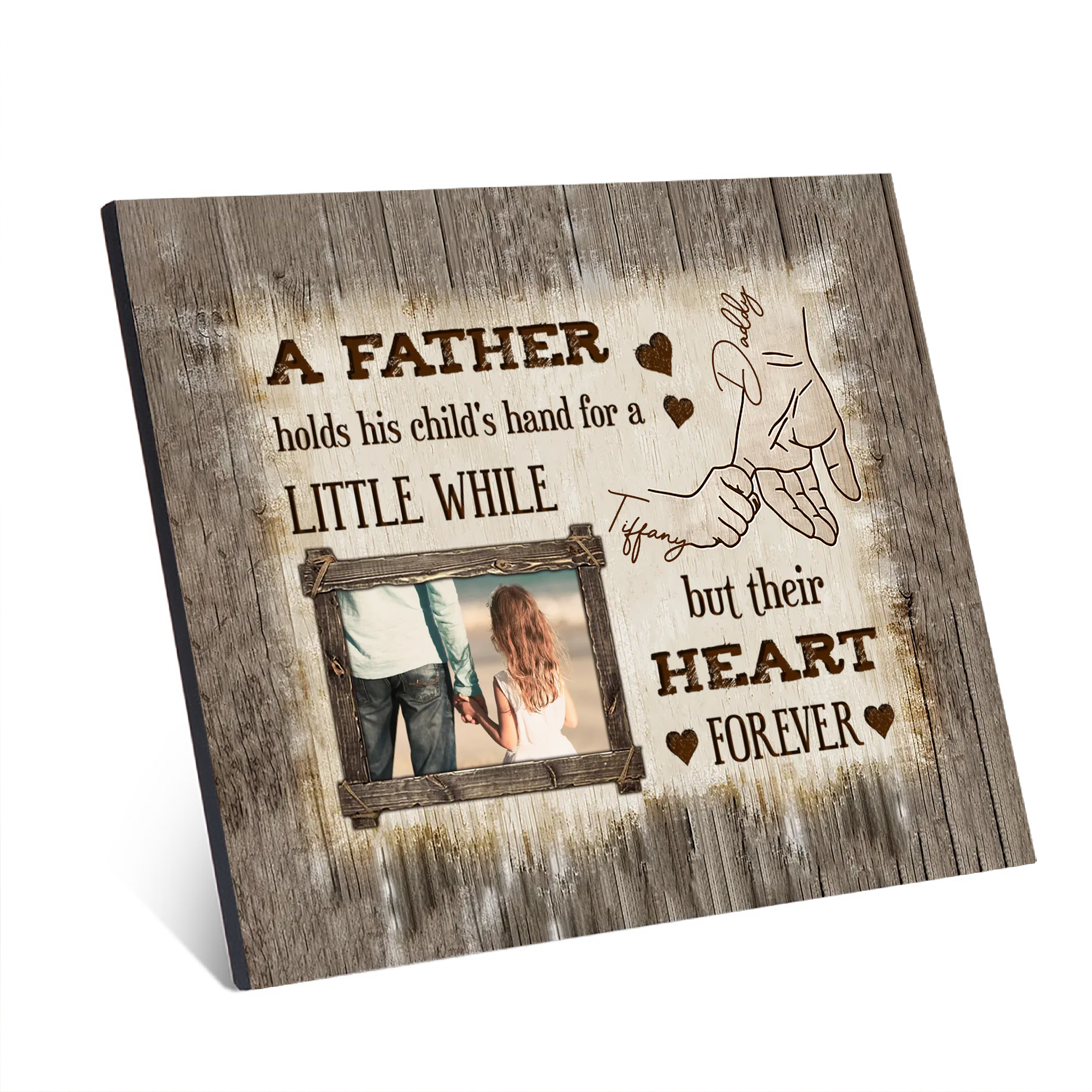 Father Hold Kid Personalised Photo Frame Wood Signs-Jessemade AU