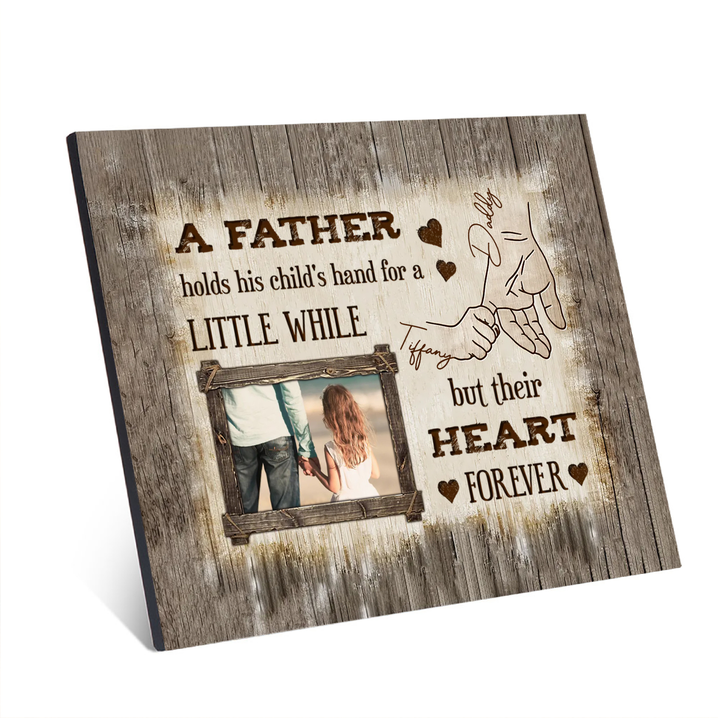 Father Hold Kid Personalised Photo Frame Wood Signs-Jessemade AU