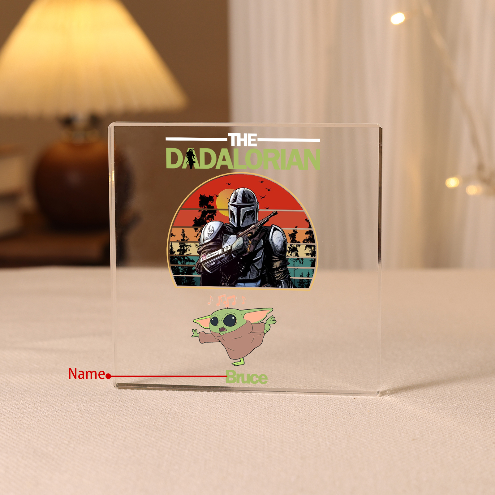 1 Name - Personalised "The Dadalorian" Acrylic Square Keepsake Custom Baby Yoda Rectangle Plaque Father's Day Gifts-Jessemade AU