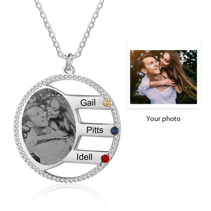 Personalised Photo Necklace Custom 3 Names Birthstone Necklace for Women-Jessemade AU