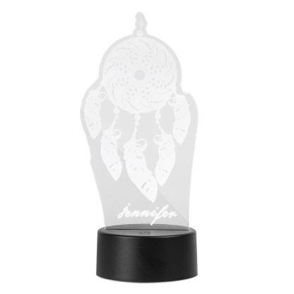 Personalised Dreamcatcher Name Night Light Engraved Wooden Lamp-Jessemade AU