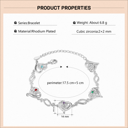 Flowers Bracelet Personalised 4 Birthstones Bracelet Engraved Names Flowers Charm Gifts For Her-Jessemade AU