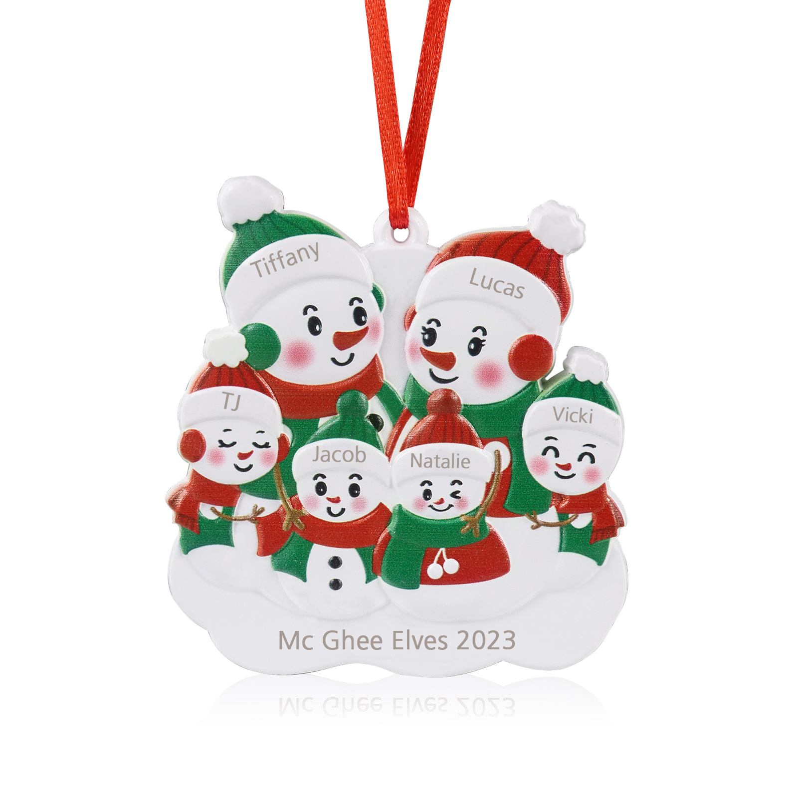 Personalised 6 Names & Text Snowman Christmas Ornament Resin Christmas Tree Pendant for Family-Jessemade AU