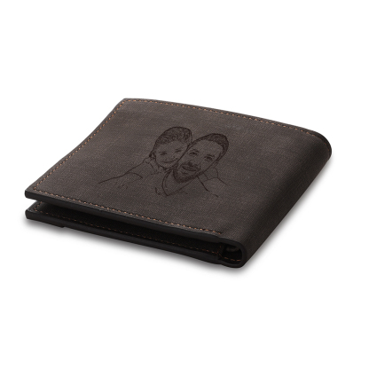 Personalised Name & Photo Billfold Wallet Custom Men's Leather Wallet Gifts for Him Dark Brown-Jessemade AU