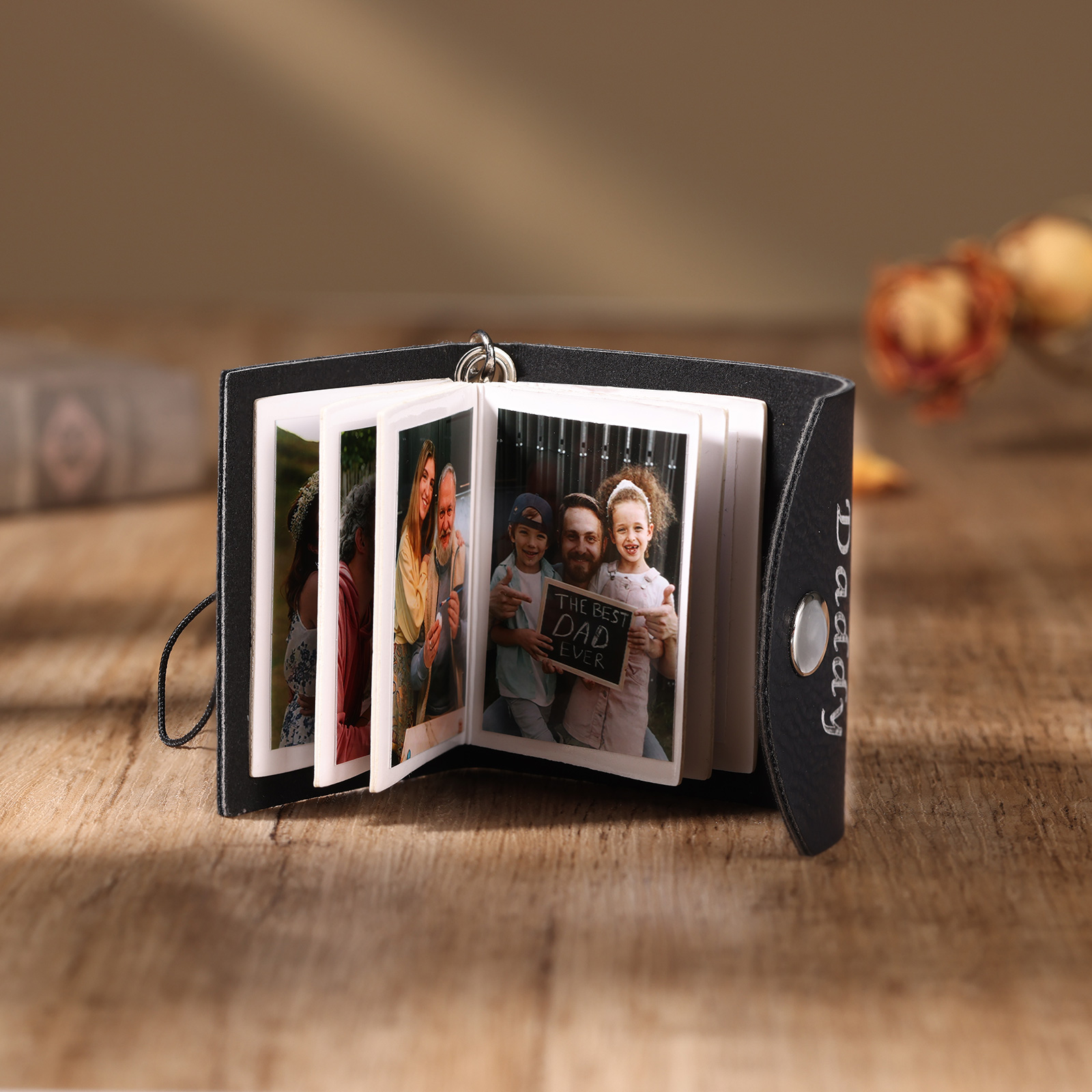 10 Photos - Personalised Mini Album Keychain Customised Photo & Name Leather Keychain Romantic Gift for Her-Jessemade AU