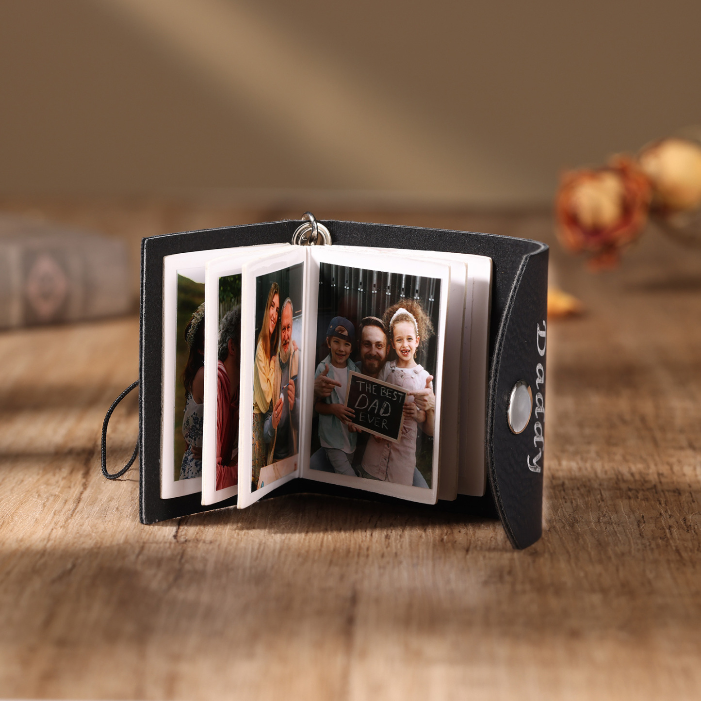 5 Photos - Personalised Mini Album Keychain Customised Photo & Name Leather Keychain Romantic Gift for Her-Jessemade AU