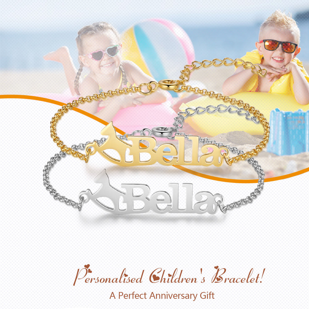 Personalised Name Bracelet Custom Name Trojan Horse Bracelet for Kids-Jessemade AU