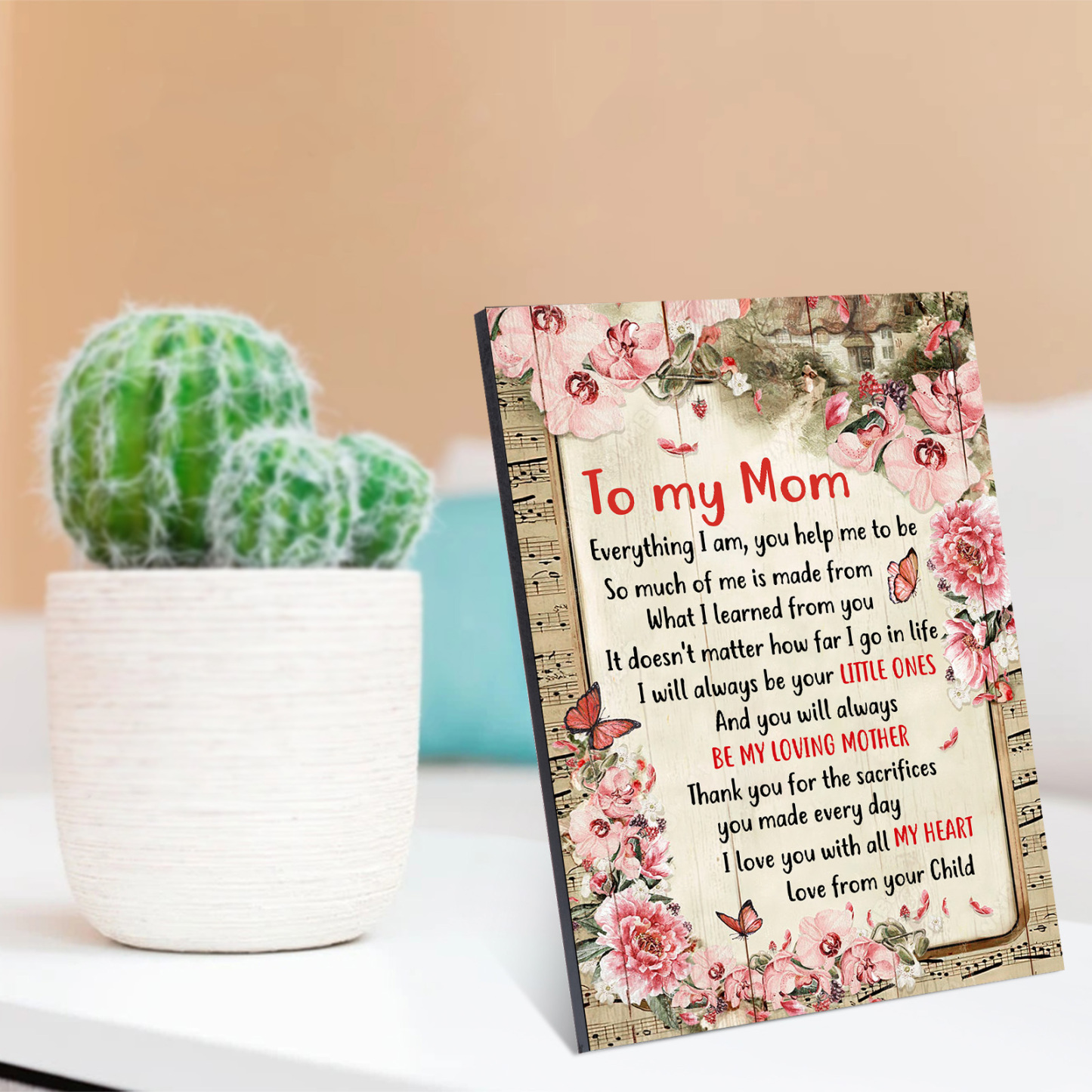 To My Mom/Mum Wooden Plaque Flowers Home Decoration Mother's Day Gifts - You Will Always Be My Loving Mother-Jessemade AU