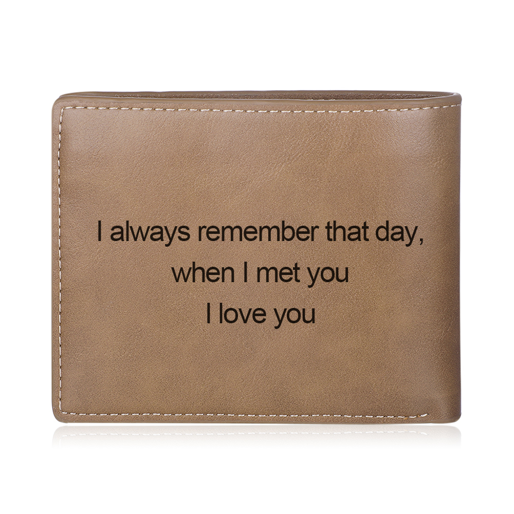 Personalised Leather Wallet Engraved Photo Short Purse Gifts For Men-Jessemade AU