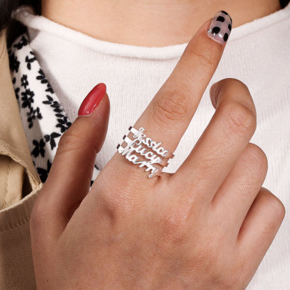 Personalised Name Ring Custom 2 Names Ring Gifts For Women-Jessemade AU