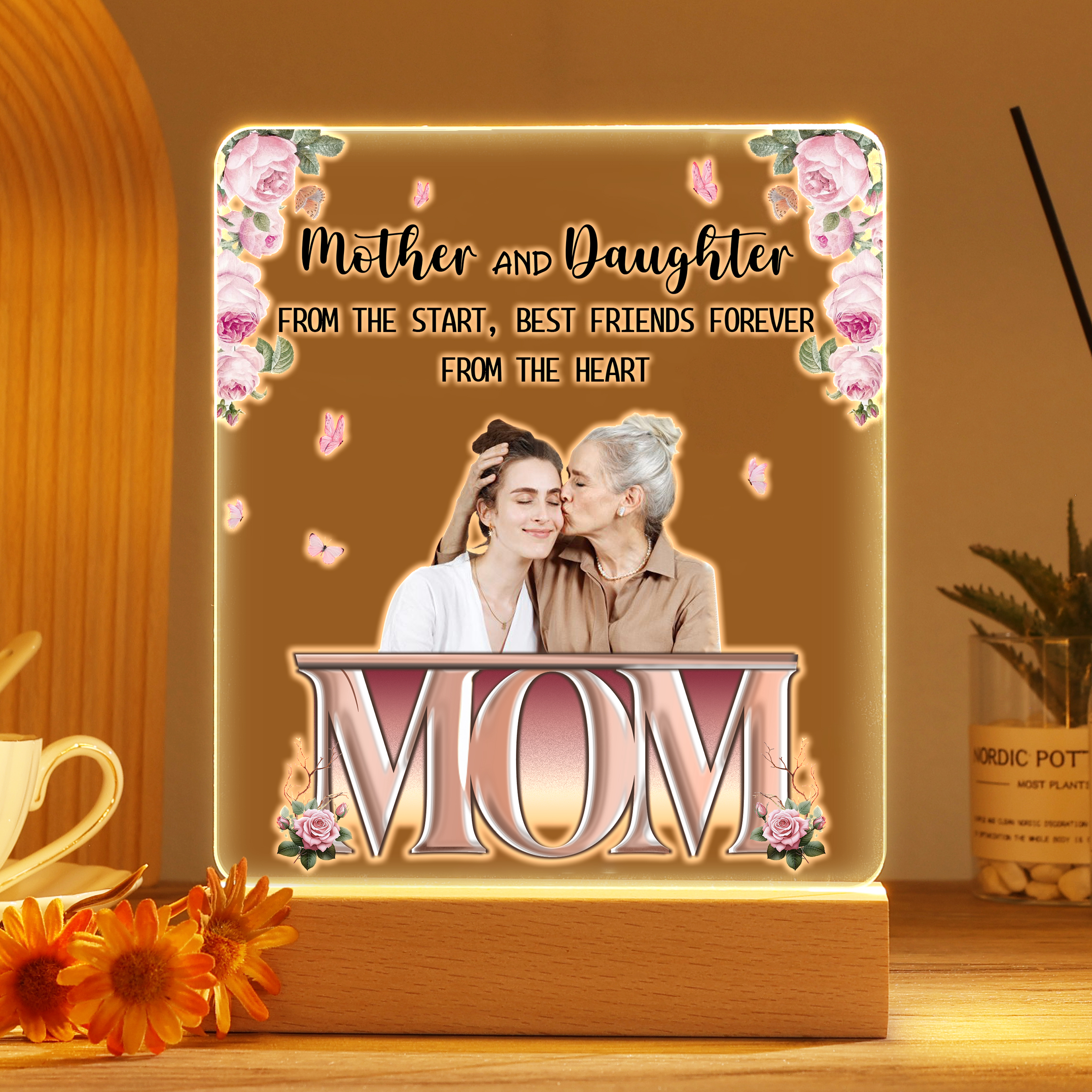 Personalised Photo Night Light Gifts for Mom/Mum - Mother And Daughter From The Start, Best Friends Forever From The Heart -Jessemade AU
