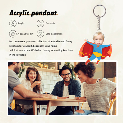 Personalised Superwoman Acrylic Keychain Custom Photo Funny Hanging Ornament Back to School Gift for Kids-Jessemade AU