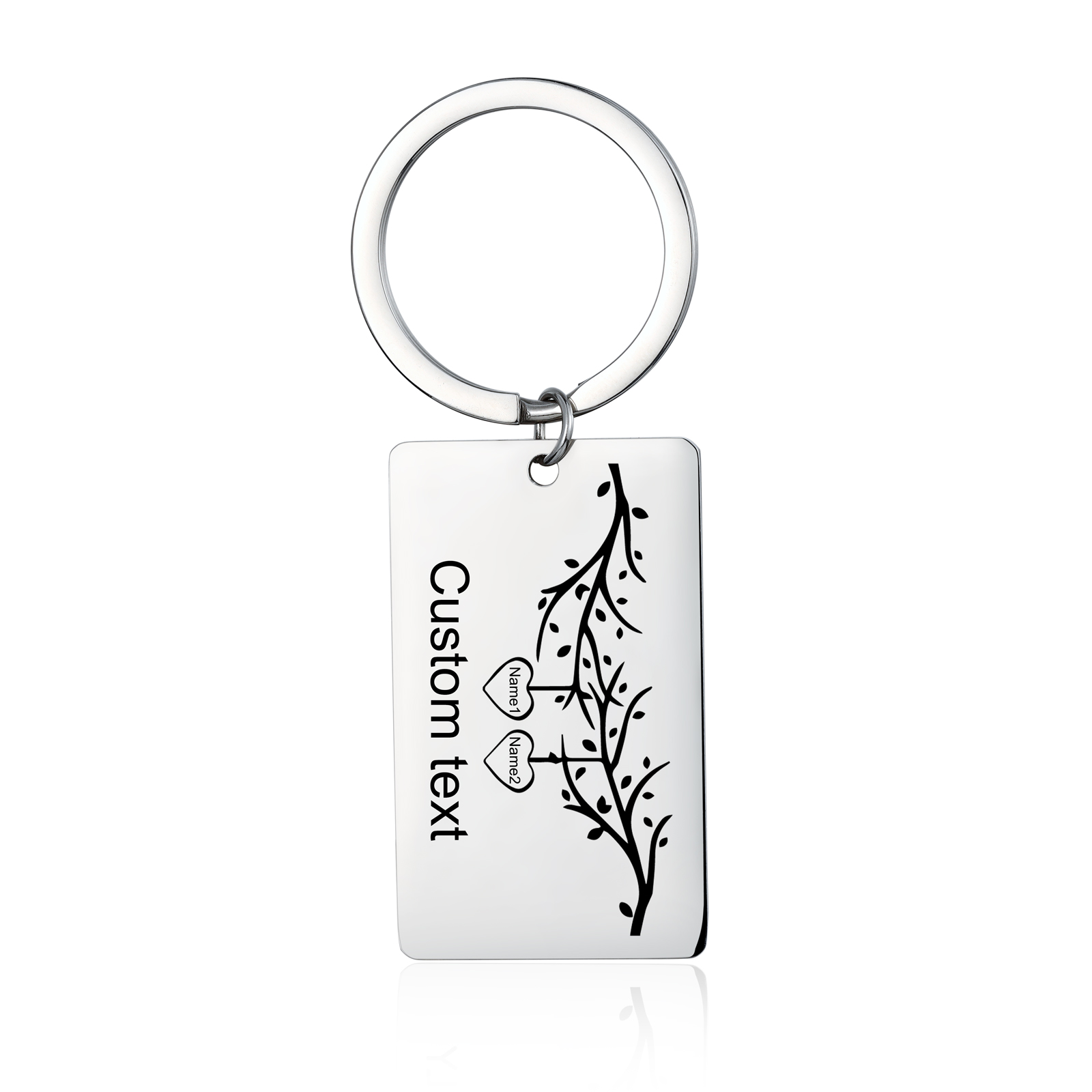Custom Family Tree Keychain with 2 Names Personalised Dog Tag keyring-Jessemade AU