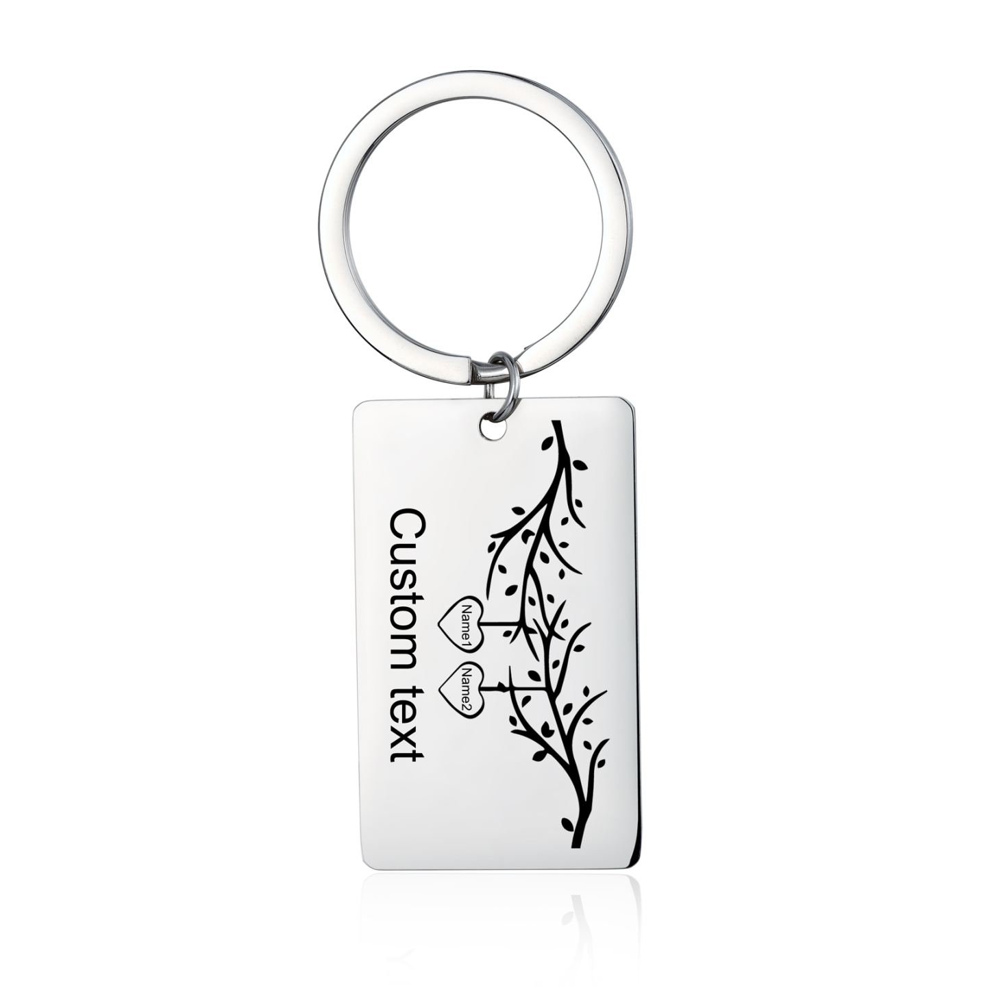 Custom Family Tree Keychain with 2 Names Personalised Dog Tag keyring-Jessemade AU