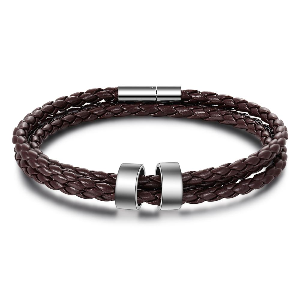 Braided Leather 2 Beads Men's Bracelets Gifts For Him Best Gift For Dad-Jessemade AU