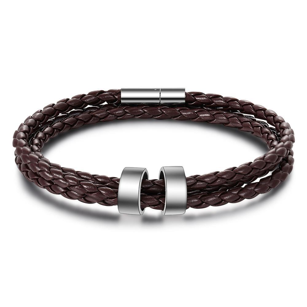 Braided Leather 2 Beads Men's Bracelets Gifts For Him Best Gift For Dad-Jessemade AU
