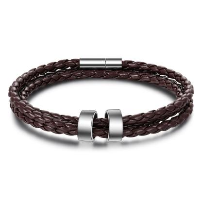 Braided Leather 2 Beads Men's Bracelets Gifts For Him Best Gift For Dad-Jessemade AU