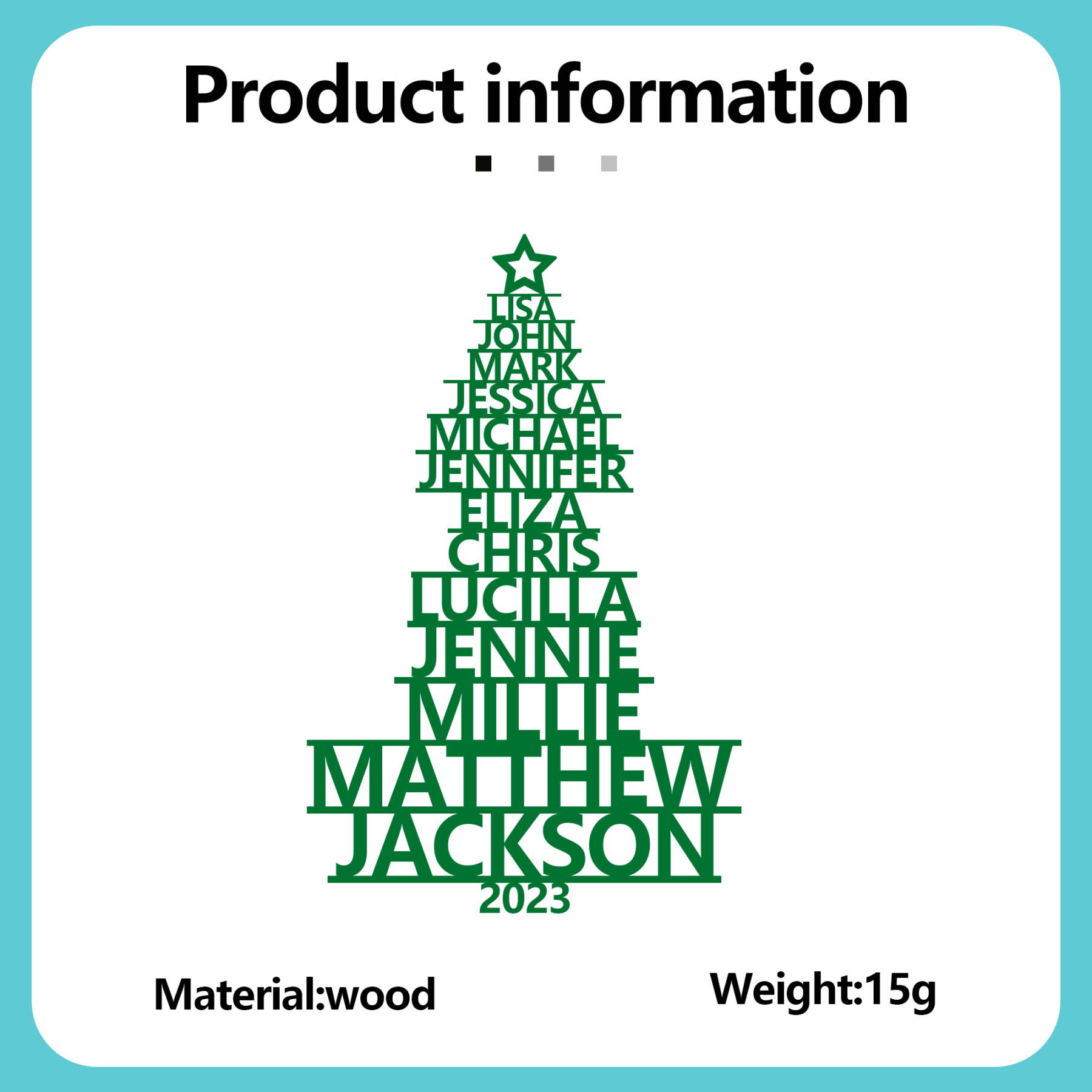 13 Names - Personalised Christmas Tree Ornaments Customised Name Xmas Wooden Decor Gifts for Family Friends-Jessemade AU