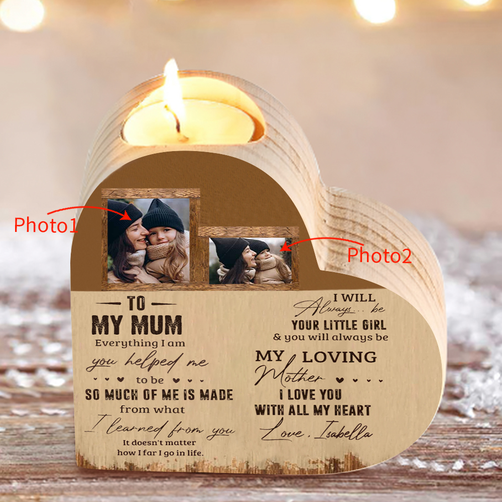 To My Mum - Customised Wooden Heart Candle Holder Candlesticks "I love you with all my heart" Gifts For Mother-Jessemade AU